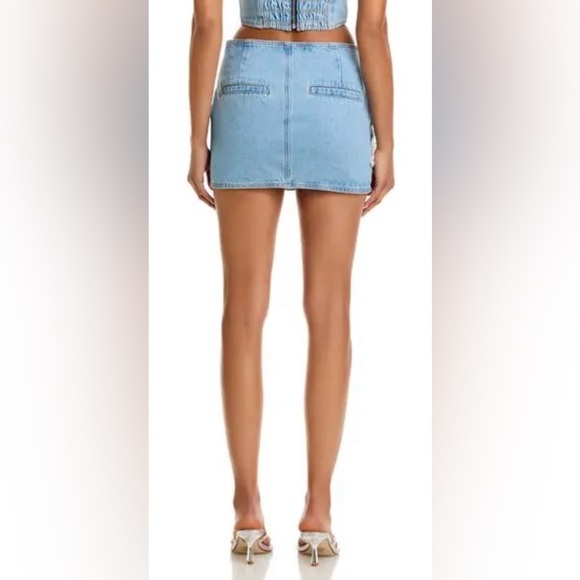 NEW PatBO Camila Coelho Denim Skirt NWT Sz 2 Beaded Accents - Picture 6 of 14